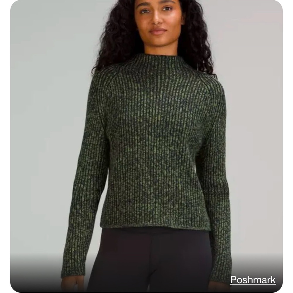 lululemon athletica Olive Green Ribbed Cowl/Turtleneck Sweater